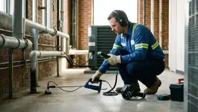 Leak detection technician inspecting Akron, OH home for hidden water damage and leaks
