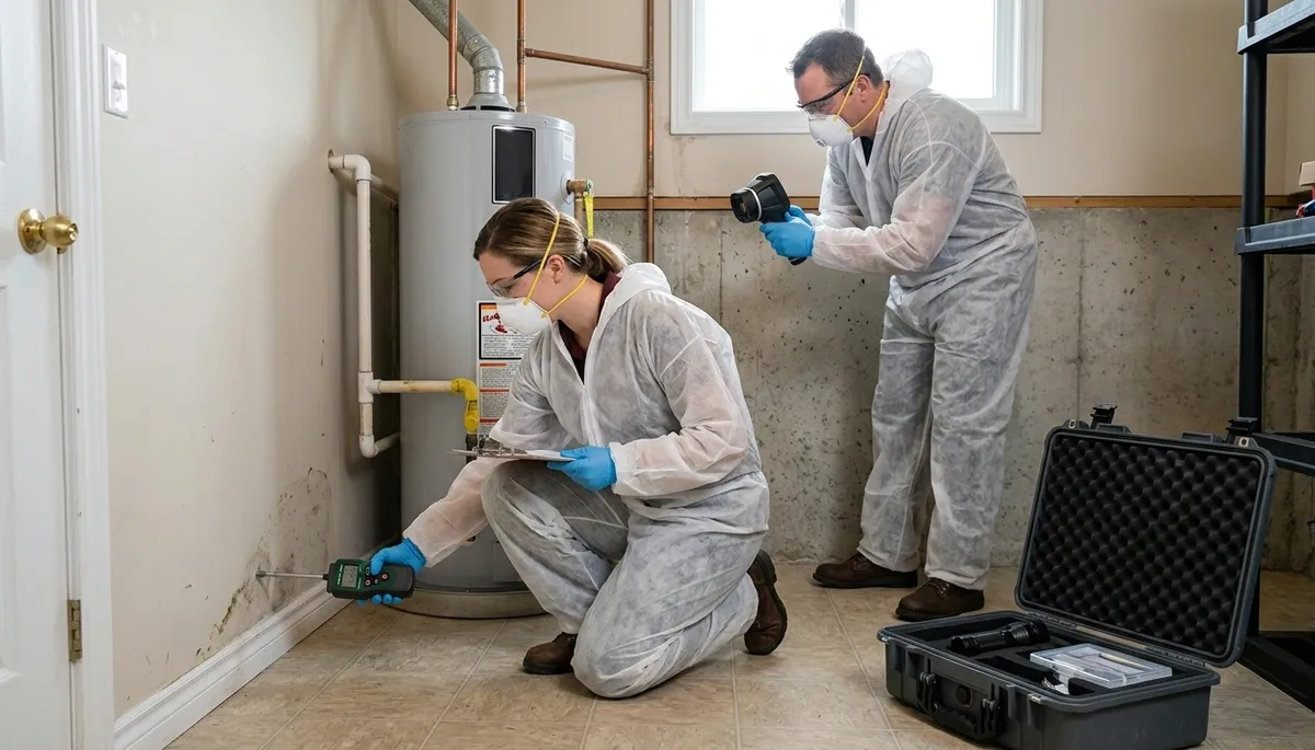 Mold inspection for Akron, OH homes by water damage experts assessing moisture and hidden damage