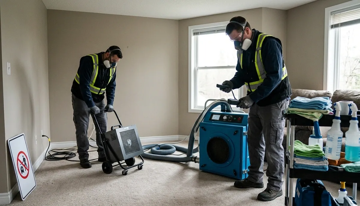Akron, OH odor removal technician treating water damage moisture smells in a home