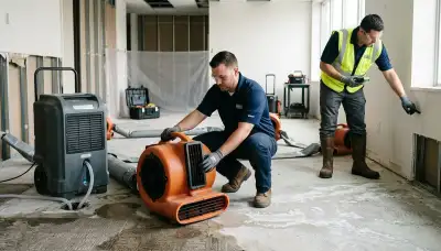 Structural drying equipment for Akron, OH water damage restoration in a home basement