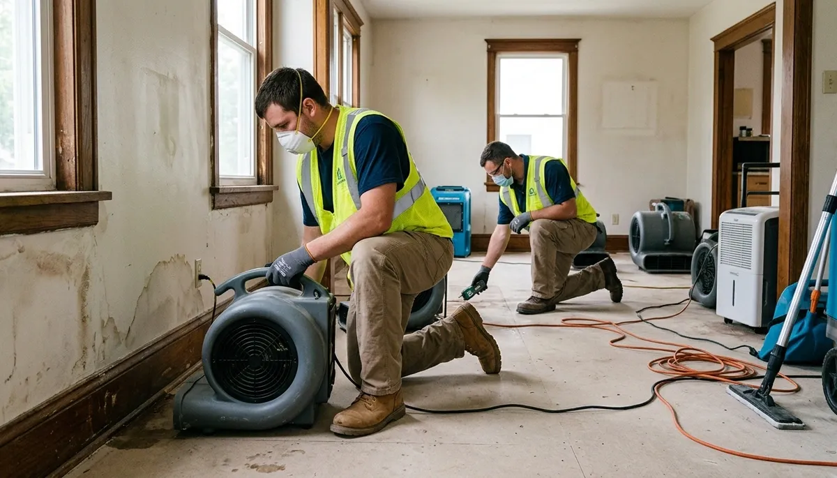 Water damage restoration team in Akron, OH providing emergency cleanup and drying services