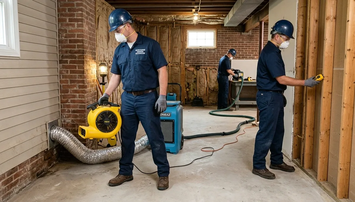 Water damage restoration team in Akron, OH providing emergency cleanup and drying services