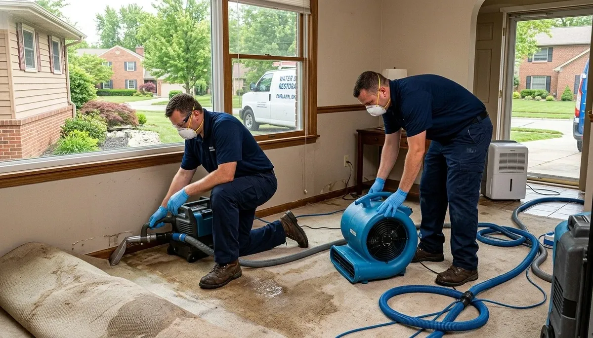Water damage restoration team serving Akron, OH for emergency cleanup and repair