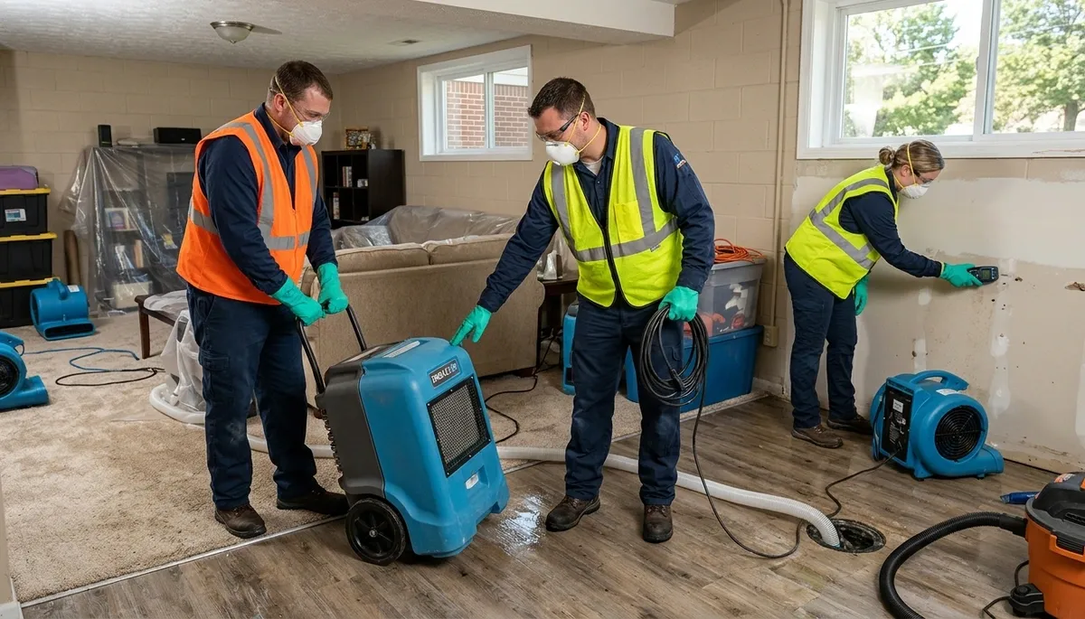 Water damage restoration team serving Akron, OH for emergency cleanup and repairs