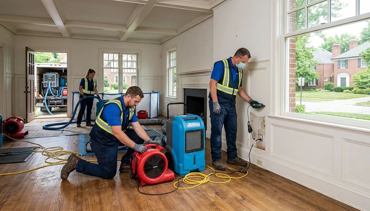 Water damage restoration team in Akron, OH providing professional cleanup and repair services