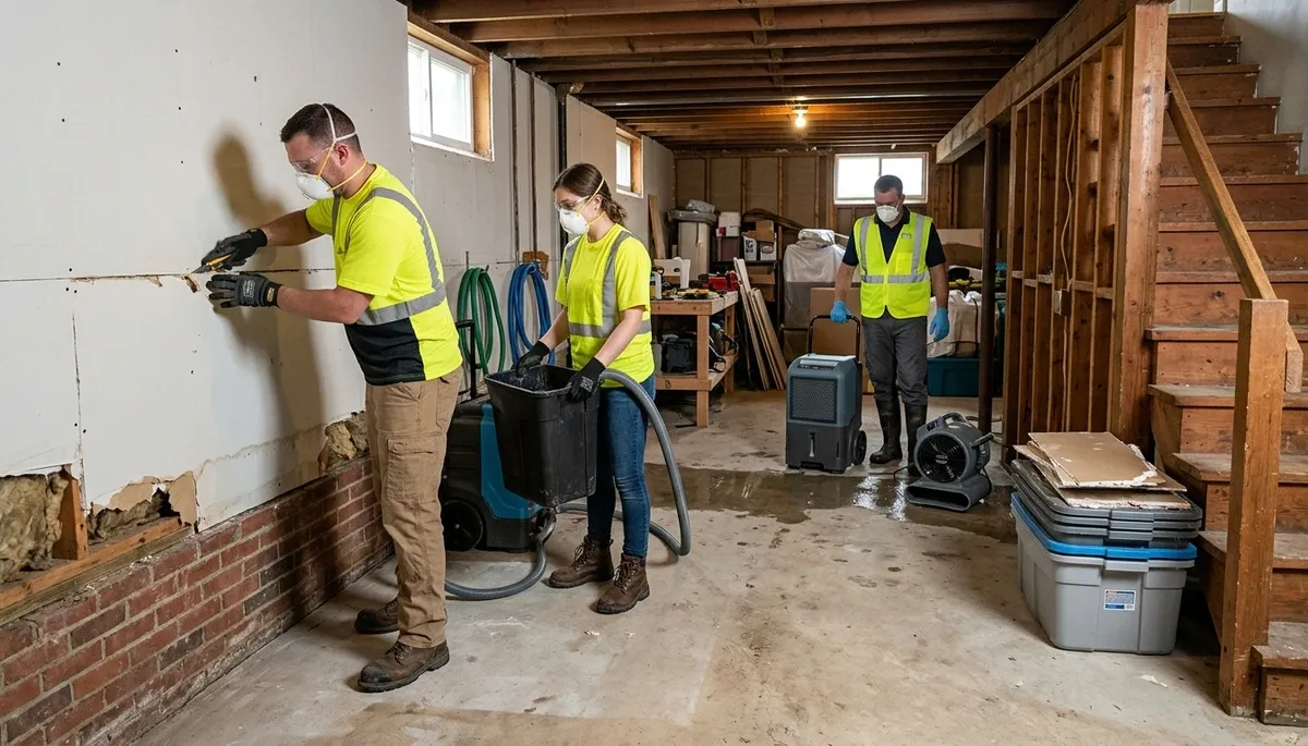 Water damage restoration team in Akron, OH providing emergency cleanup and repair services