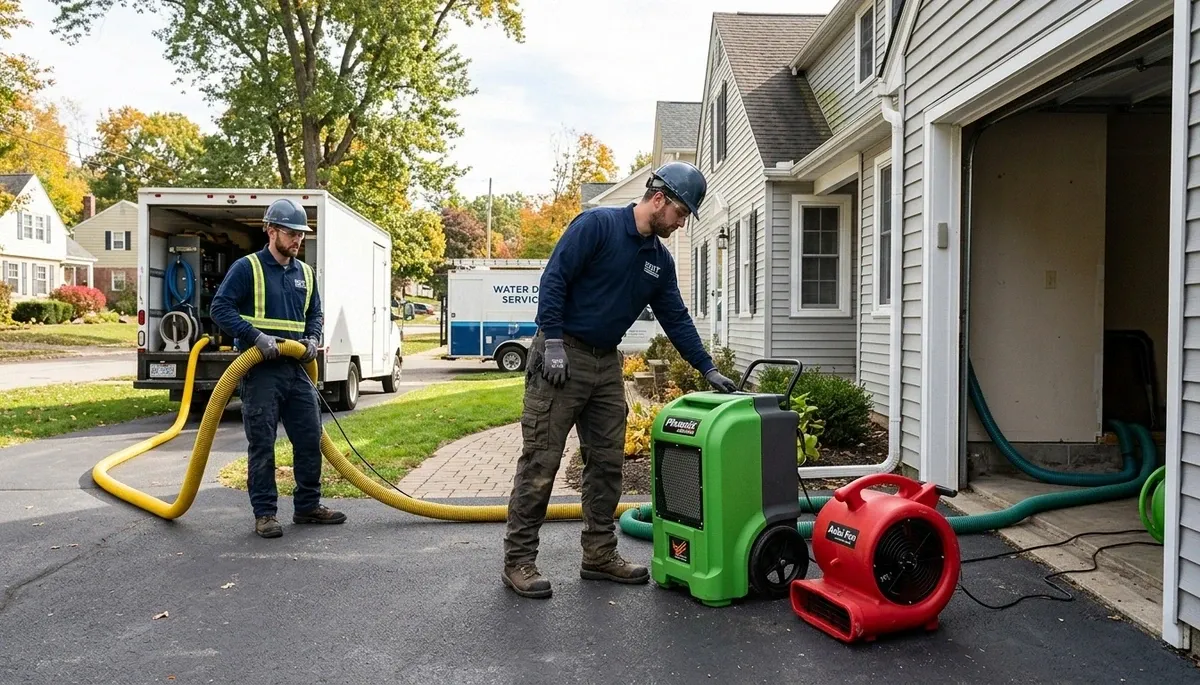 Water damage restoration crew serving Akron, OH, for emergency cleanup and repair