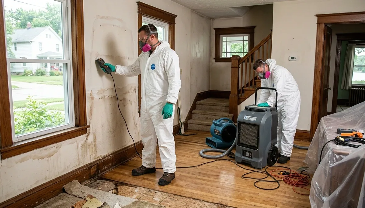 Water damage restoration team in Akron, OH providing emergency cleanup and drying services