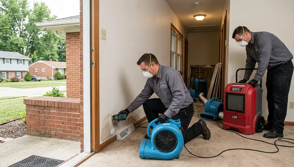 Water damage restoration team in Akron, OH providing emergency cleanup and repair services
