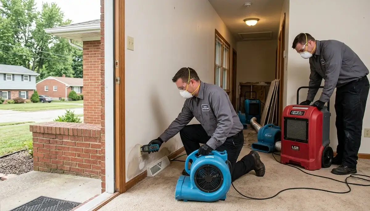 Water damage restoration team in Akron, OH providing emergency cleanup and repair services