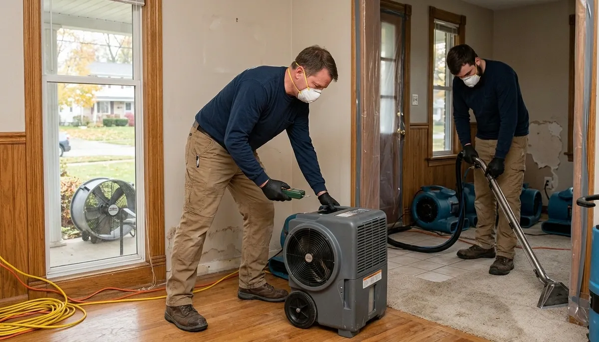 Water damage restoration team in Akron, OH providing emergency cleanup and repair services