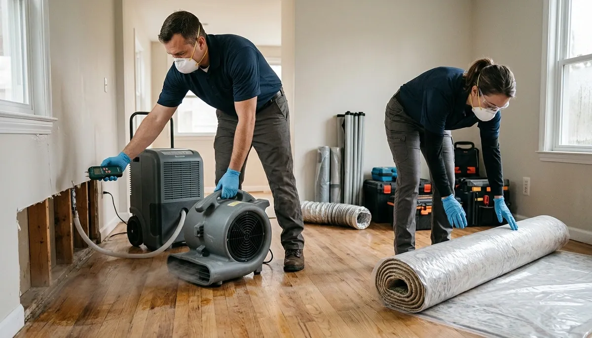 Water damage restoration team serving Akron, OH homes after leaks, floods, and winter water damage