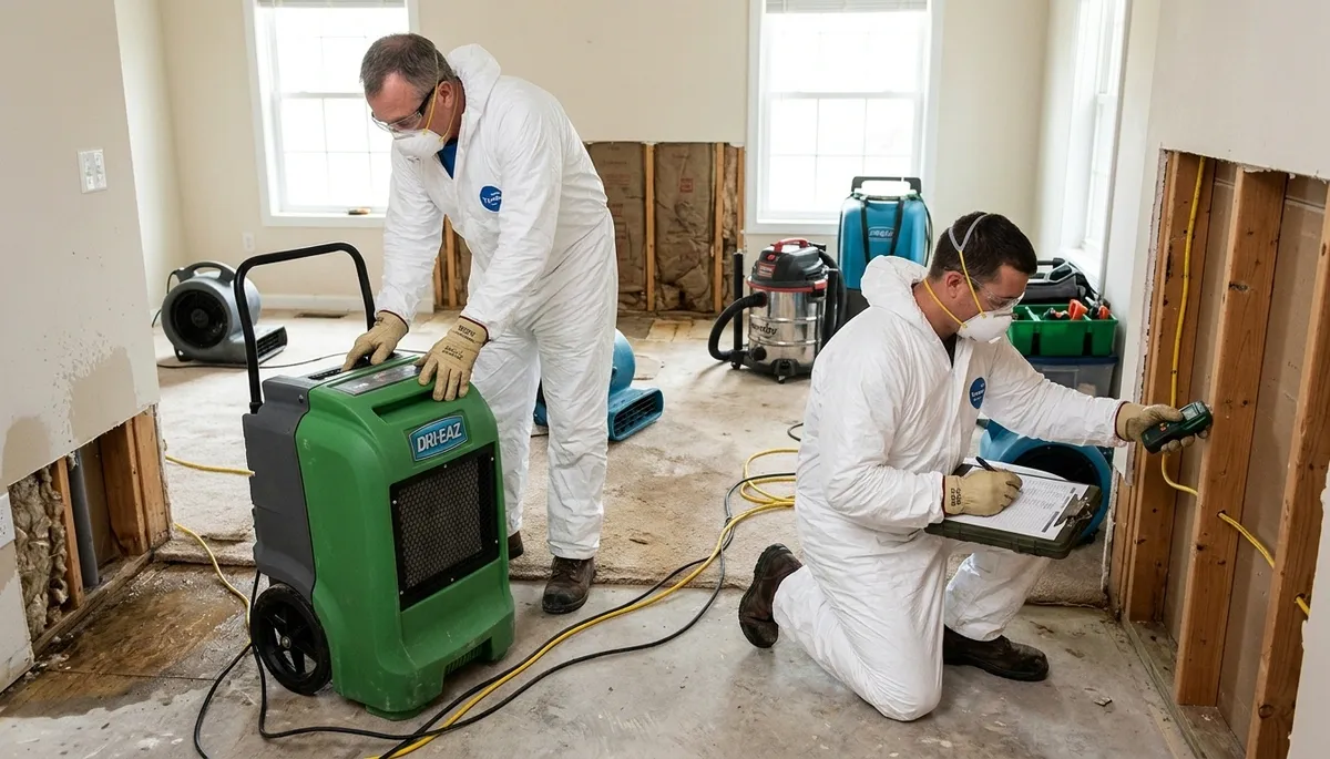 Water damage restoration team in Akron, OH providing 24/7 emergency water removal