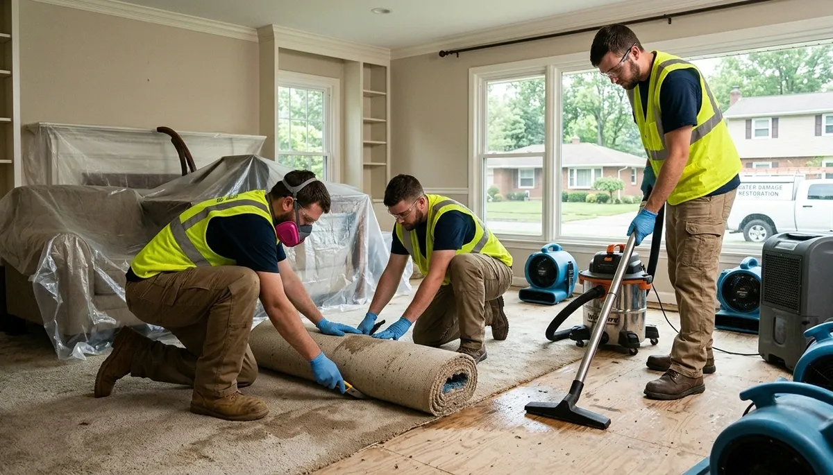 Water damage restoration team serving Akron, OH for emergency cleanup and drying