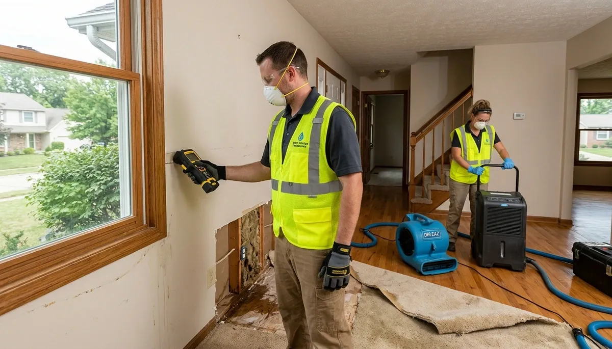 Water damage restoration team in Akron, OH servicing a local home or business