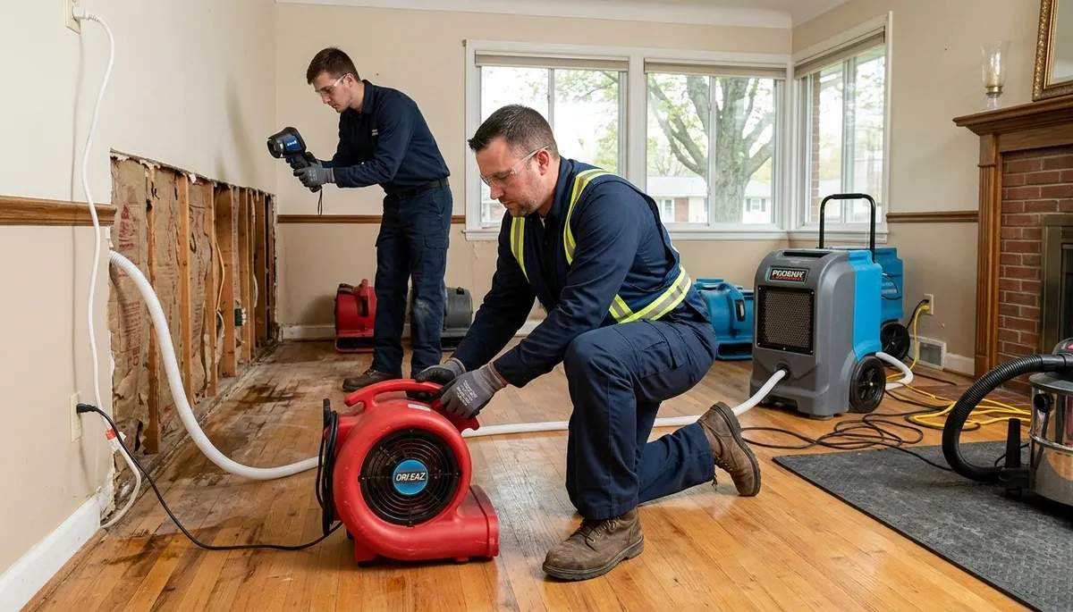 Water damage restoration team serving Akron, OH, for emergency cleanup and repair