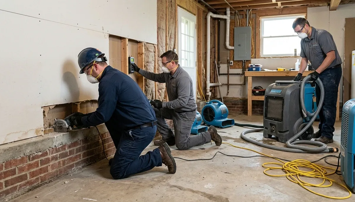 Water damage restoration team serving Akron, OH for fast water extraction and drying